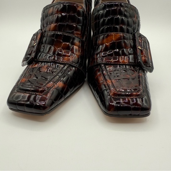 Louise Et Cie Ovidio Loafer Elegant Brown Croc Embossed Block Heel Loafers SZ6.5 - Picture 14 of 17